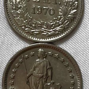 Moeda Suíça - Km023a.1 - 1/2 Franco - 1970 – Cuproníquel – 2,20 Gr – 18,20 mm – Excelente Peça