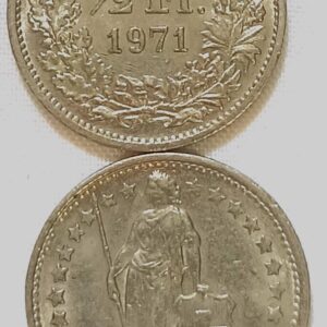 Moeda Suíça - Km023a.1 - 1/2 Franco - 1971 – Cuproníquel – 2,20 Gr – 18,20 mm – Excelente Peça