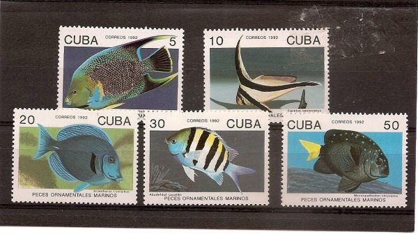 Cuba - Serie de selos - Peixes - 1992
