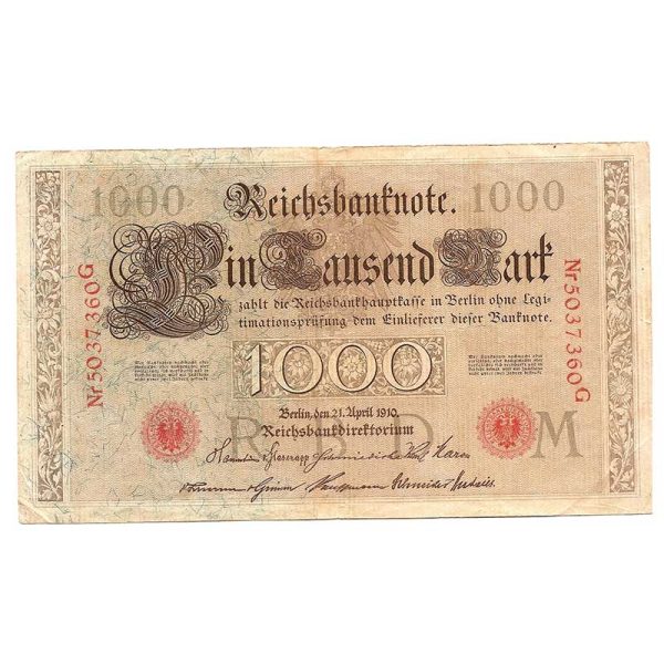 Cédula - Alemanha - Km045b - 1000 Mark - 1910 - XF