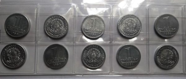 Lote com 10 Moedas - 1 Cruzeiro - 1958 - Alumino - FC - MVM275
