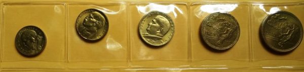 Lote com Serie completa com 5 Moedas - 10-20-50 Centavos e 1 e 2 Cruzeiros - 1955 - Bronze/Alumino - FC