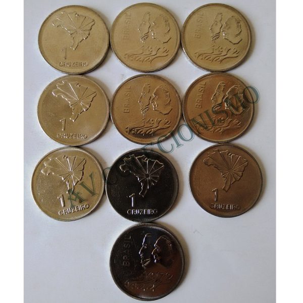 Lote com 10 Moedas - 1 Cruzeiro - 1972 - MVM 324