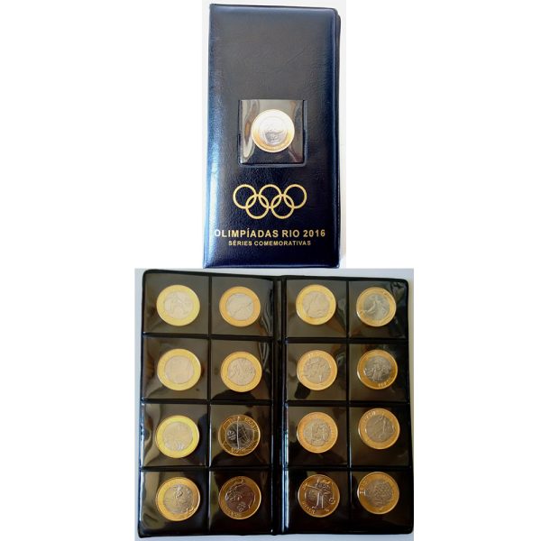 Álbum com as 16 Moedas Olímpicas - Rio 2016 + Moeda da Bandeira Olimpica
