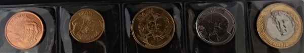 Lote com Serie de 5 Moedas da Segunda Família do Real - R$ 0,05 - R$ 0,10 - R$ 0,25 - R$ 0,50 - R$ 1,00 - 2018 - Brasil