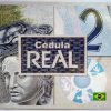 Folder com cédula de 2 Reais - Primeira família