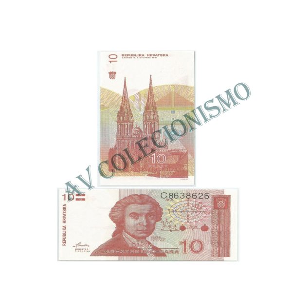 Cédula - Croacia - Km018 - 10 Dinara  -1991 - FE