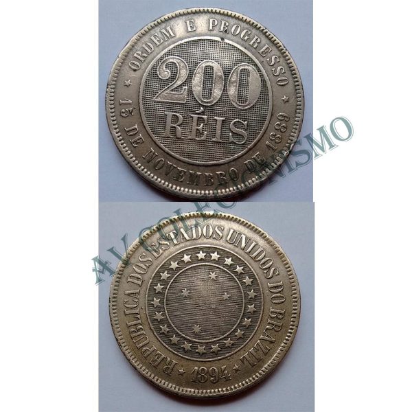 MNI 038 - Moeda 200 réis - Níquel - 1894 - SOB