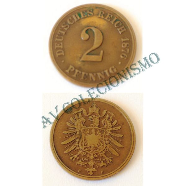Moeda Alemanha - GEM - Km002 - 2 Pfennig - 1876F