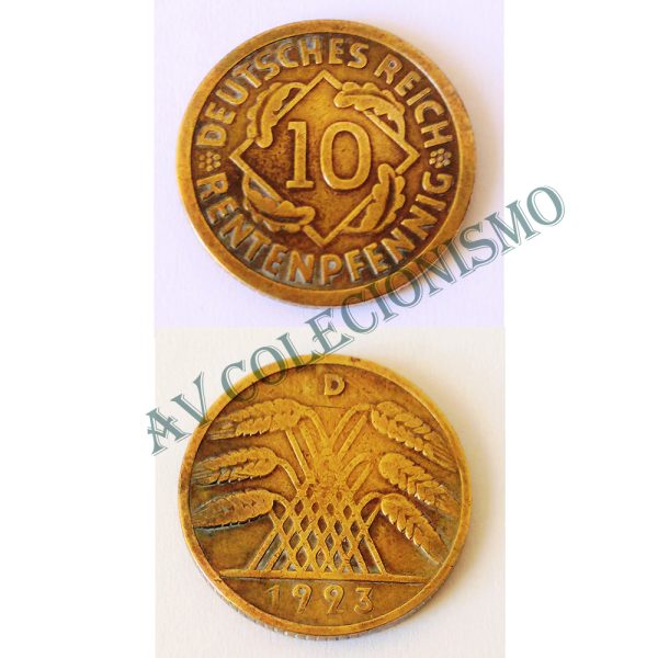 Moeda Alemanha - GWR - Km033 - 10 Pfennig - 1923D