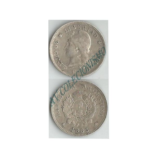 Moeda Argentina - Km027 - 20 Centavos - 1883
