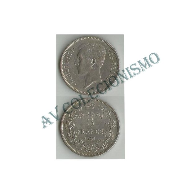 Moeda Bélgica - Km097.1  - 5 Francos - 1931