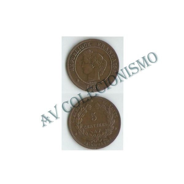Moeda França - KM0821.1 - 5 Centavos - 1886A