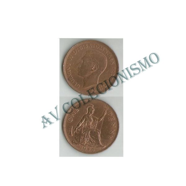 Moeda Inglaterra - Km0845 - 1 Penny - 1945