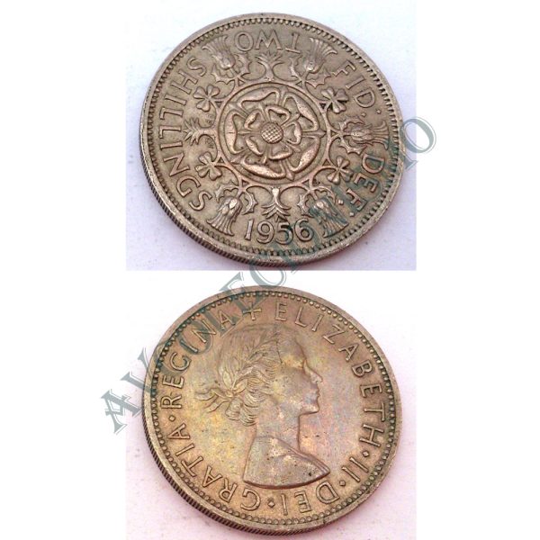 Moeda Inglaterra - Km0906 - FLORIN - Two Shillings - 1956