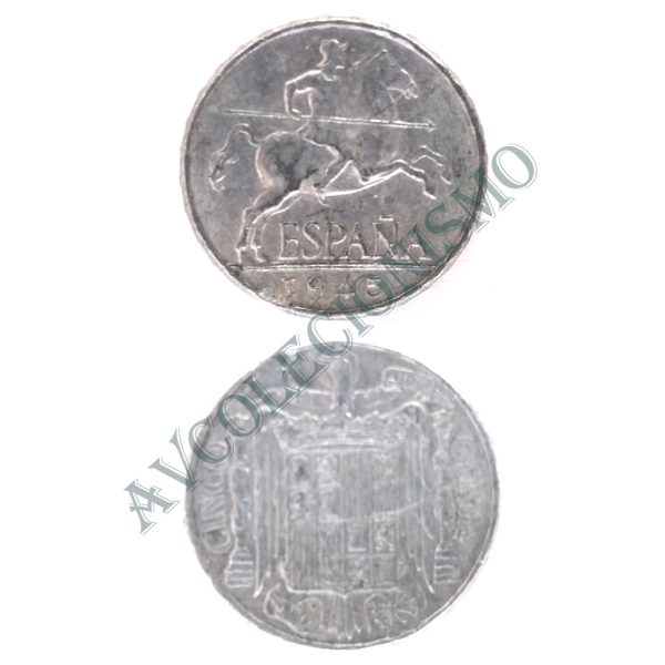 Moeda Espanha - KM0765 - 5 Centésimos - 1945