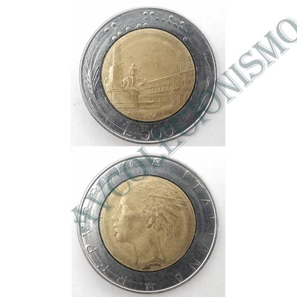 Moeda Itália - Km111 -  500 Liras - 1986