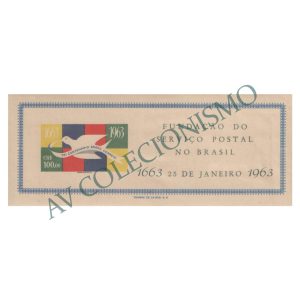B015 - Bloco Tricentenário dos Correios no Brasil - 1963 - MINT