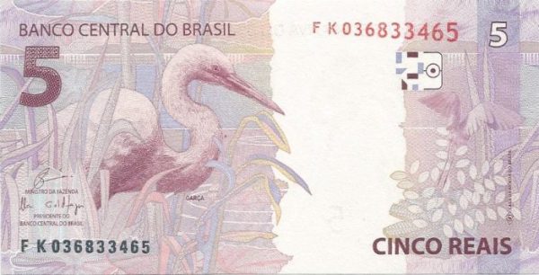 C344C - Cédula Brasil - 5 Reais - Série - FK - 2018 - FE