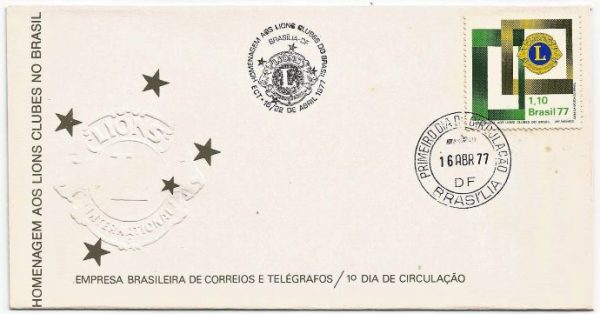FDC116CBC/CPD - Homenagem Aos Lions Clubes No Brasil - 1977