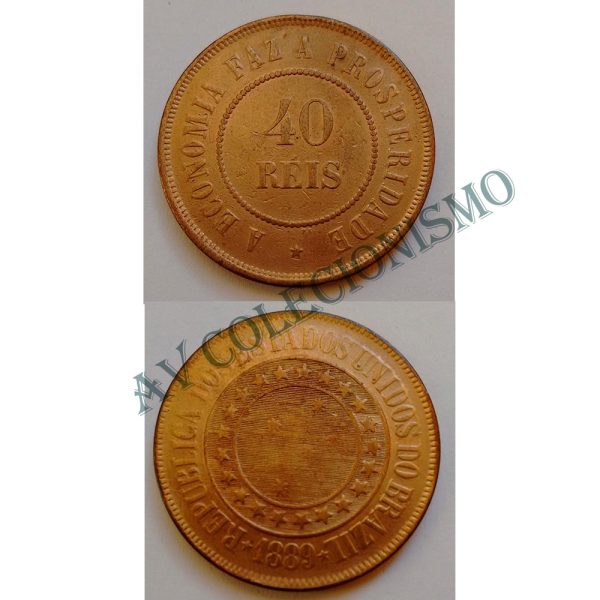 MBZ 816 - Moeda 40 Réis - Bronze - 1889 - SOB