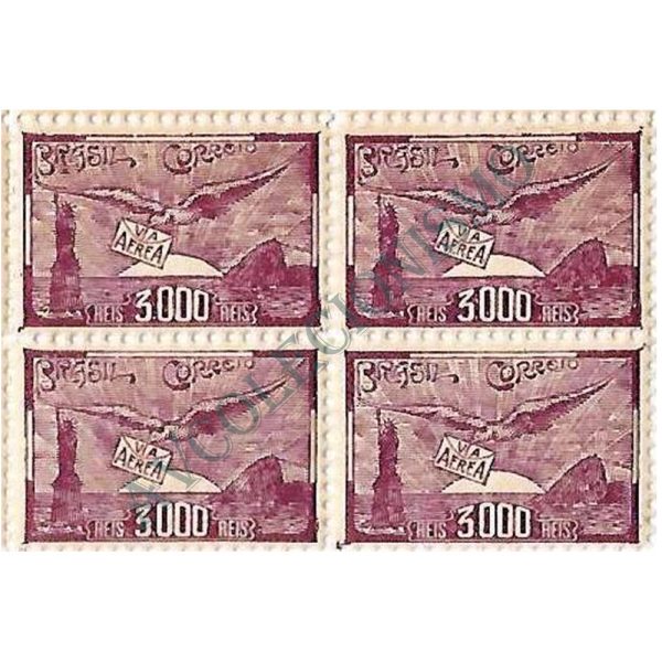 QA0036 - 3000 réis, filigrana "O" - Inauguração da mala brasileira - NYRBA - 1930 - MINT