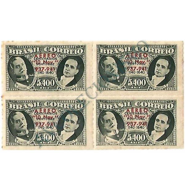 QA0044 - 4º Aniversário do Estado Novo - Selo C-167 com sobrecarga vermelha - 1941