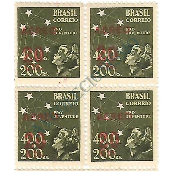 QA0052 - Selo "Pró-Juventude" de 1940, sobrecarga vermelha - 1944 - MINT