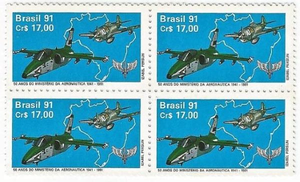 QC1721MINT - 50 ANOS DO MINISTÉRIO DA AERONÁUTICA - 1991 - MINT