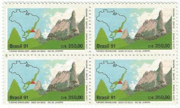 QC1743MINT - TURISMO BRASILEIRO PEDRA PINTADA/RORAIMA E DEDO DE DEUS - RIO DE JANEIRO - 1991 - MINT