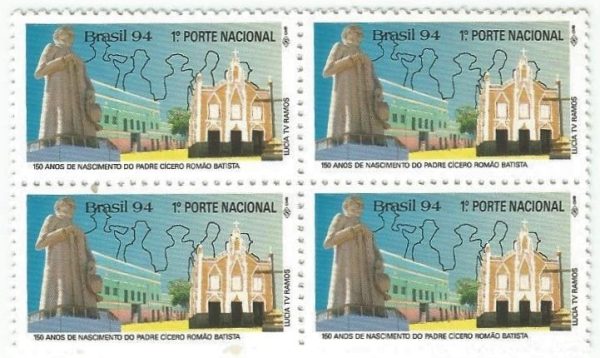 QC1887MINT - 150 ANOS DO NASCIMENTO DO PADRE CÍCERO ROMÃO BATISTA - CF - 1° PORTE NACIONAL - 1994 - MINT