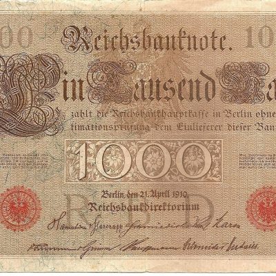 Cédula - Alemanha - Km045b - 1000 Mark - 1910 - VF