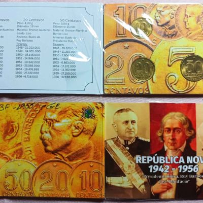 Folder com Serie de 10-20-50 Centavos - Bronze-alumínio - 1955 - Brasil - FC