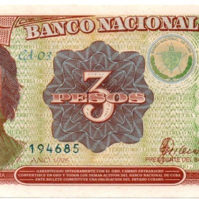 Cédula - Cuba - Km113 - 3 Pesos - 1995 - FE