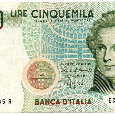 Cédula - Itália - Km111b - 5000 Lire -1985 - VF/XF