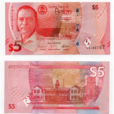 Cédula - Belize - Km074a - 5 Dollares – 2025 - 140x70 - FE