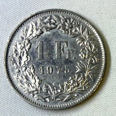 Moeda Suíça – Km024a.1 – 1 Franco – 1975 – Cuproniquel – 4,40 Gr – 23,20 mm – Excelente Peça