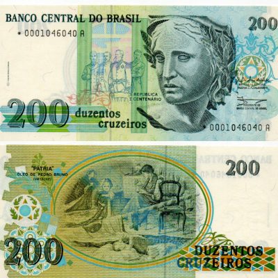 C215a - 200 Cruzeiros - 1990 - Reposição - Serie 0001 - FE