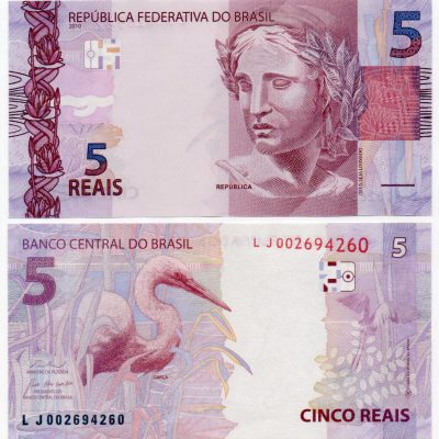 C348F - Cédula Brasil - 5 Reais - Série - LJ - 2024 - FE