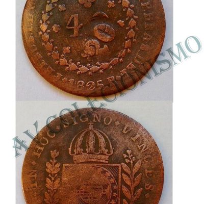 MCO 606 - Moeda Cobre - 40 réis com carimbo de 20 - 1825R - MBC