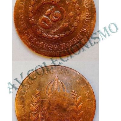 MCO 610 - Moeda Cobre - 40 réis com carimbo de 20 - 1829R - MBC