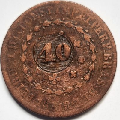MCO 630 - Moeda Cobre - 80 réis com carimbo de 40 - 1831R - MBC