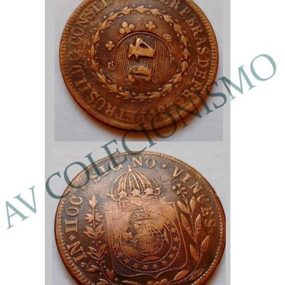 MCO 755 - Moeda Cobre - 80 réis com carimbo de 40 - 1832R - MBC