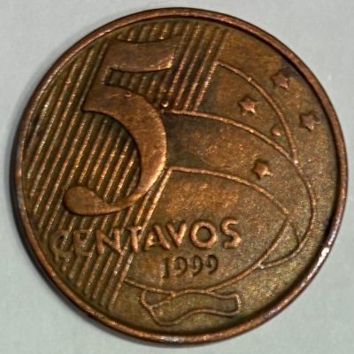 Moeda Brasil - 5 Centavos - 1999 - Excelente Peça