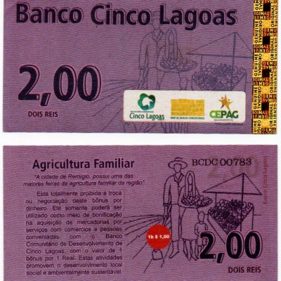 MSB060 - Moeda Social - REIS - R$ 2,00 - Banco Com. De Desenvolvimento - Cinco Lagoas - PB - FE