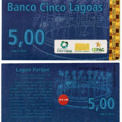 MSB061 - Moeda Social - REIS - R$ 5,00 - Banco Com. De Desenvolvimento - Cinco Lagoas - PB - FE