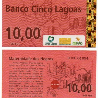 MSB062 - Moeda Social - REIS - R$ 10,00 - Banco Com. De Desenvolvimento - Cinco Lagoas - PB - FE