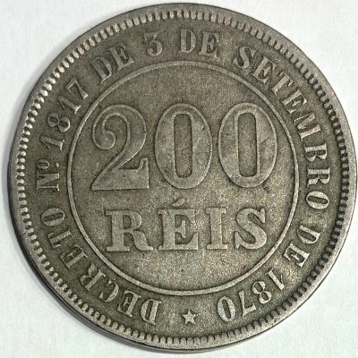 Moeda Brasil - 200 Reis - Imperio - 1877 - Cu/Ni - Excelente peça