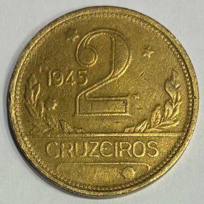 MVM241bSO - Moeda Brasil - 2 Cruzeiros - 1945 - Bz/Al - Sem SIGLA - Excelente Peça