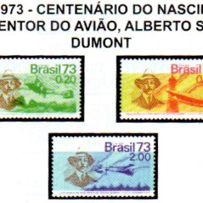 SC0792 a - SC0794 - Serie Selos Brasil - Centenario de Santos Dumont - 1973 - Novos